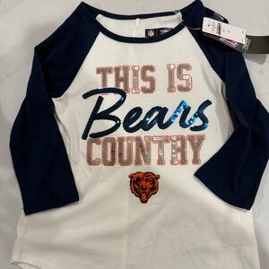 Chicago Bears girls tee with sequins and 3/4 length Sleeves, size 7